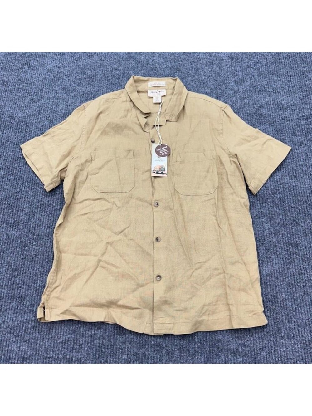 Panama Jack 100% Euro Flax Linen Short Sleeve Button Up Shirt Mens sz Medium NEW